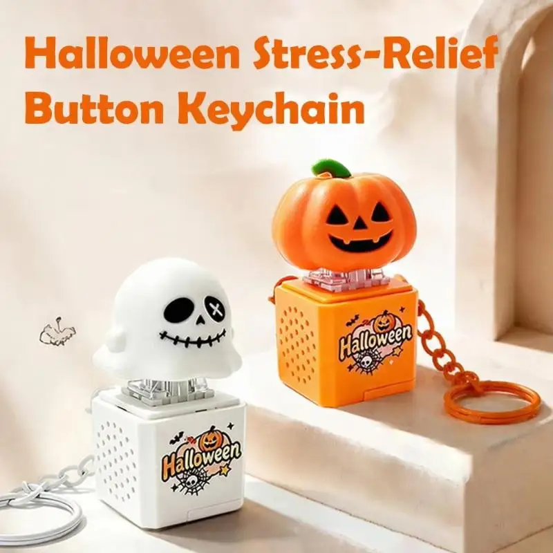Halloween Pumpkin Ghost Fidget Keychain Sound‑emitting Decompression Charm Funny Pendant Holiday Party Favor Decor Gift Toy