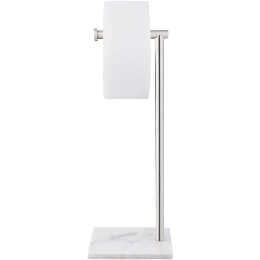 

Freestanding Marble Toilet Paper Holder with Stainless Steel Roller, Anti-Tip Design for Bathroom