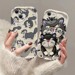 Simpatico cartone animato Disneys Lucifero Cat 3D Wave Custodia per iPhone 15 14 13 12 11 Pro Max Mini X XR XSMAX 8 7 6S Plus Custodia morbida in silicone