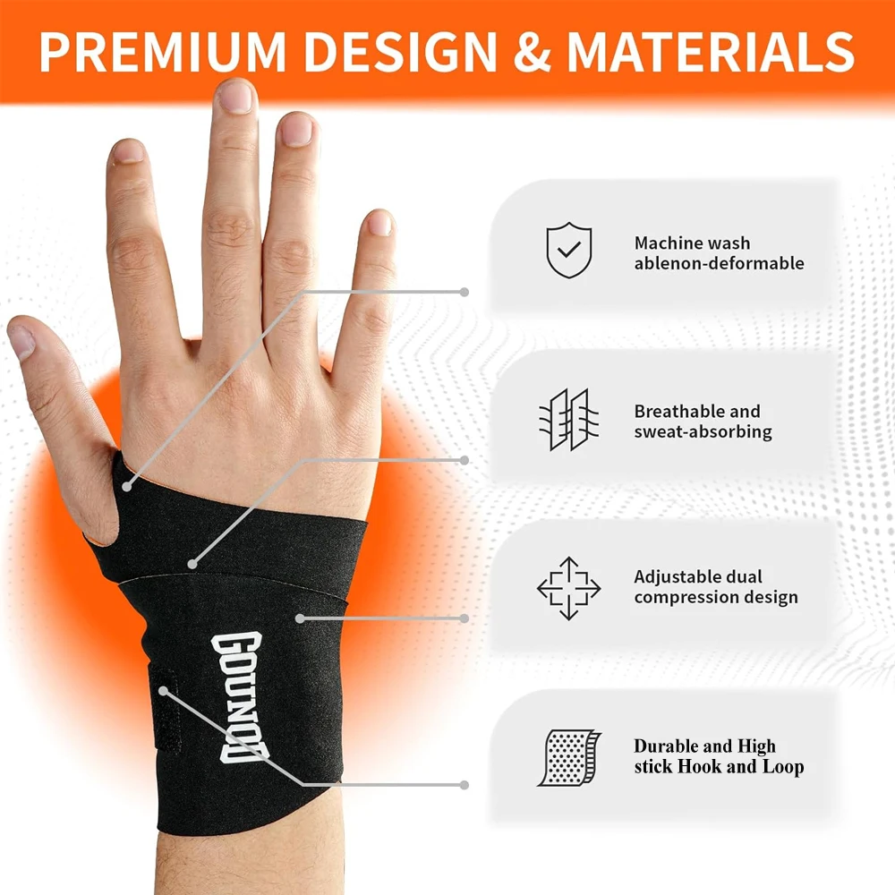 Adjustable Elastic Wrist Compression Sleeve for Sports Carpal Tunnel & Arthritis Pain Relief Daily Use Sports Injury Recovery