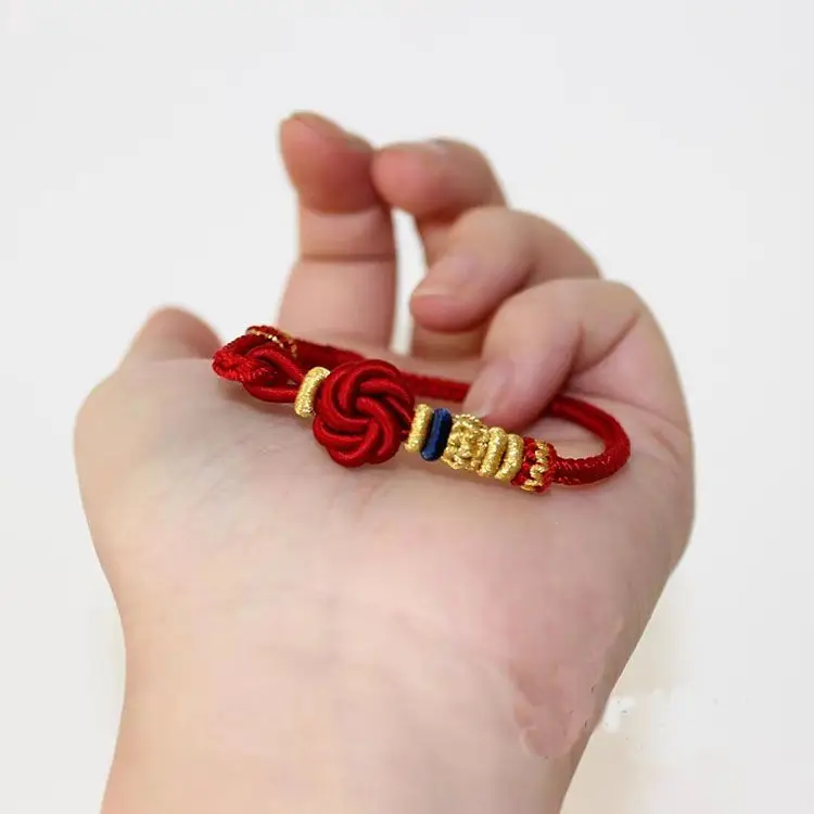 Hand-Braided Semi-Finished Products Can Pass Through The Hole Pendant Mandala Knot Female Red Rope Bracelets Diy Jewelry