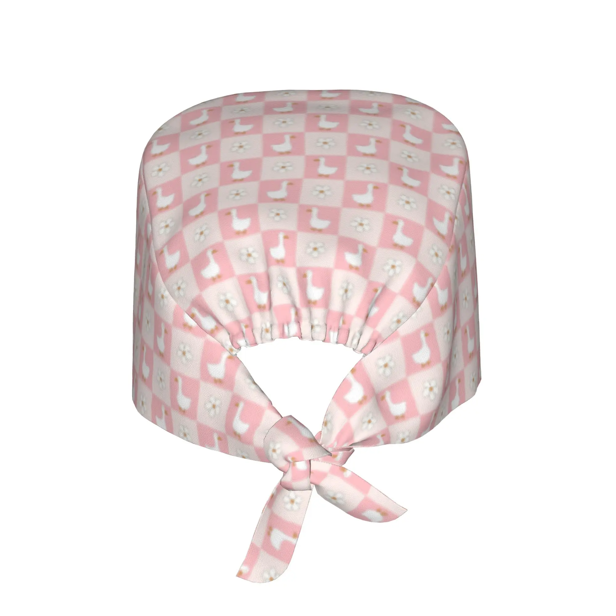Color Checkered Plaid Cartoon Duck Scrubs Cap Surgical Hats Women Men  Operating Room Cap Operator Hats Lab Works Hat