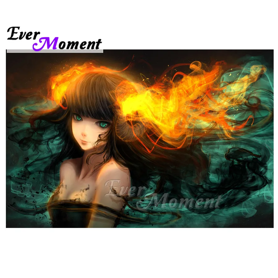 

Алмазная картина Ever Moment, зеленый глаз, девушка, огненные волосы, мозаика ручной работы, полная квадратная дрель, алмазная вышивка, вышивка крестиком ASF1685
