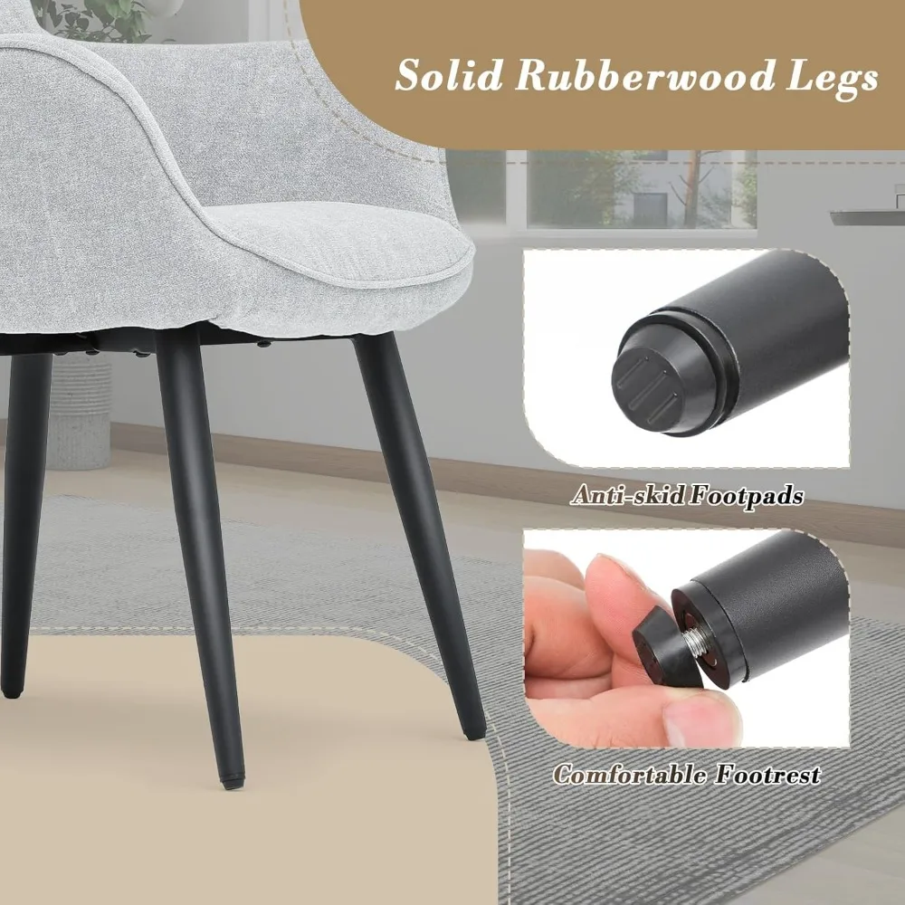 مجموعة Athena Collection Wingback Accent كراسي مكونة من قطعتين لغرفة المعيشة، كراسي قراءة منجدة من قماش الكتان للبالغين، ذراع مريح