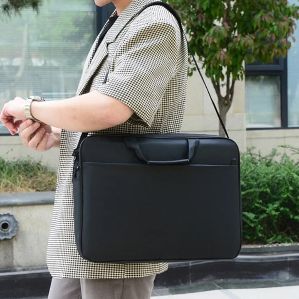 15.6/17 Inch Business Laptop Bag Shoulder Strap Briefcase Portable Laptop Bags with Handle Solid Color Laptop Shoulder Bag