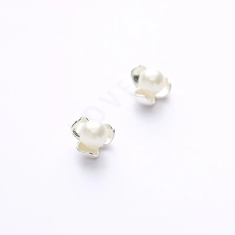 Prawdziwe 100% 925 Sterling Silver Clover Pearl Kolczyki sztyfty dla kobiet Dziewczyny Moda sterling-silver-jewelry brincos brinco — zdjęcie 4