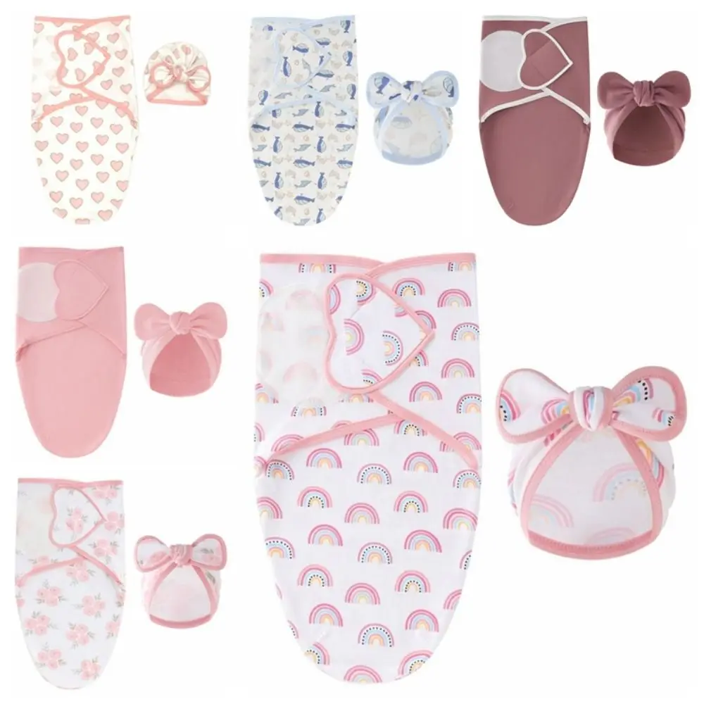 Set Topi Selimut Ikatan Simpul Bunga Bahan Ringan Selimut Fotografi Bayi Baru Lahir Kain Lembut Bernapas Selimut Bedong Bayi