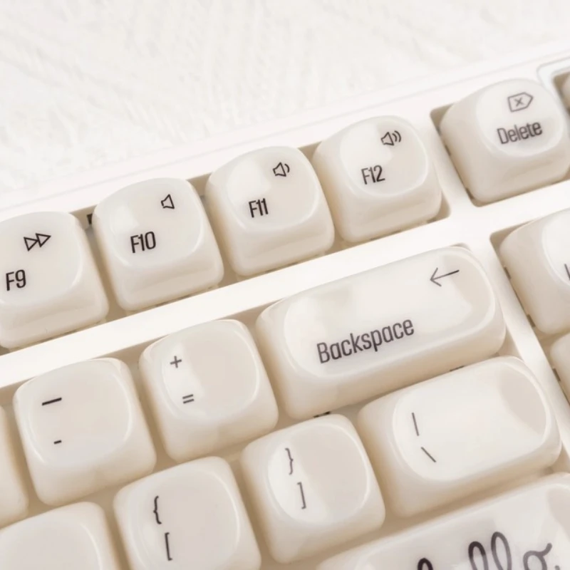 

White Jade Resin Ceramic Tactile Keycap Custom MOAprofile Keycaps Cute Simple White PC Point Key Caps for Gaming Wooting Rainy75