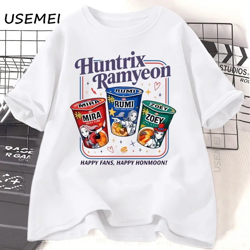 

KPop Demon Hunters Huntrix Ramyeon T-shirt Men Women Casual Cotton Short Sleeve Tshirt Loose Comfortable Printed T Shirt