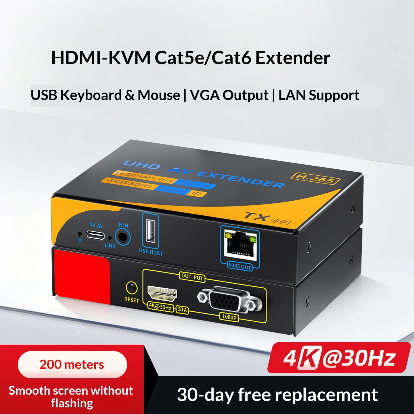 HDMI KVM-удлинитель 200 м, 4K/1080P, адаптер RJ45, HDMI VGA удлинитель, передатчик для передачи видео и аудио, поддержка локальных сетей.