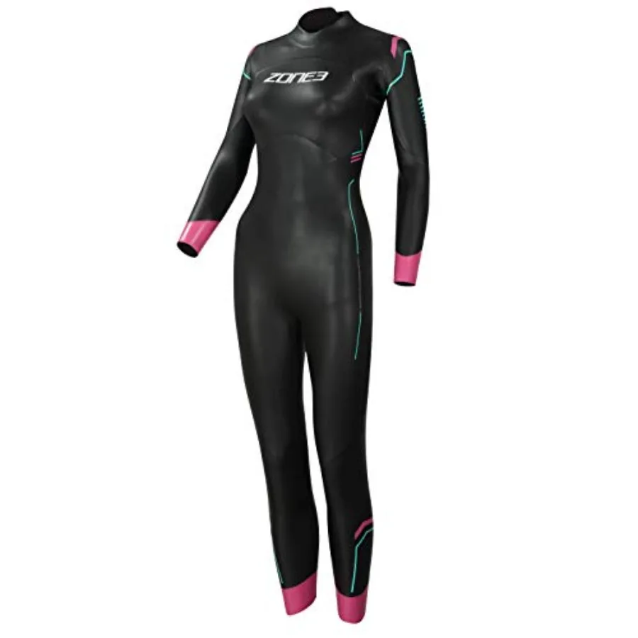 

Women's Agile Wetsuit for surfing and diving neoprene material black with neon yellow accents ultra-flexible and thermal-insula