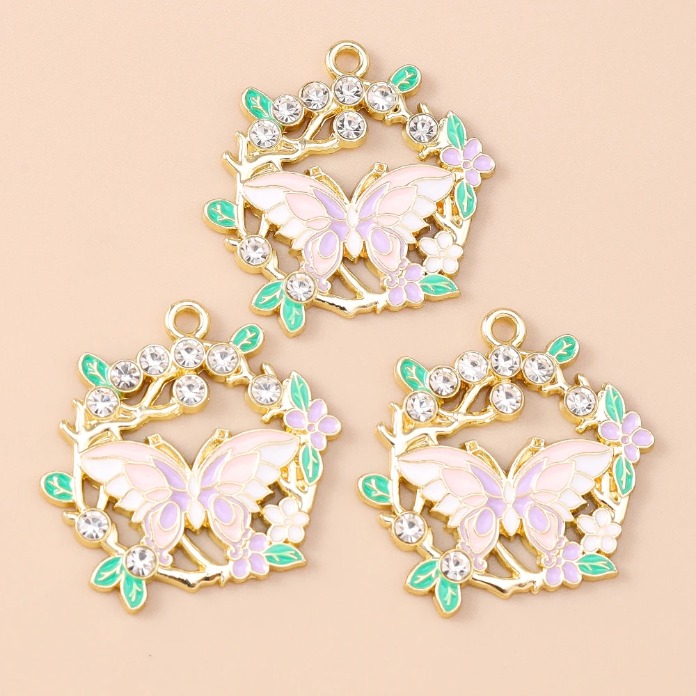 Leslie 10 stücke Neue Exquisite Blume Schmetterling Charms Emaille Schmetterling Anhänger Für Frauen DIY Halskette Ohrringe Schmuck Geschenke – Detail 8
