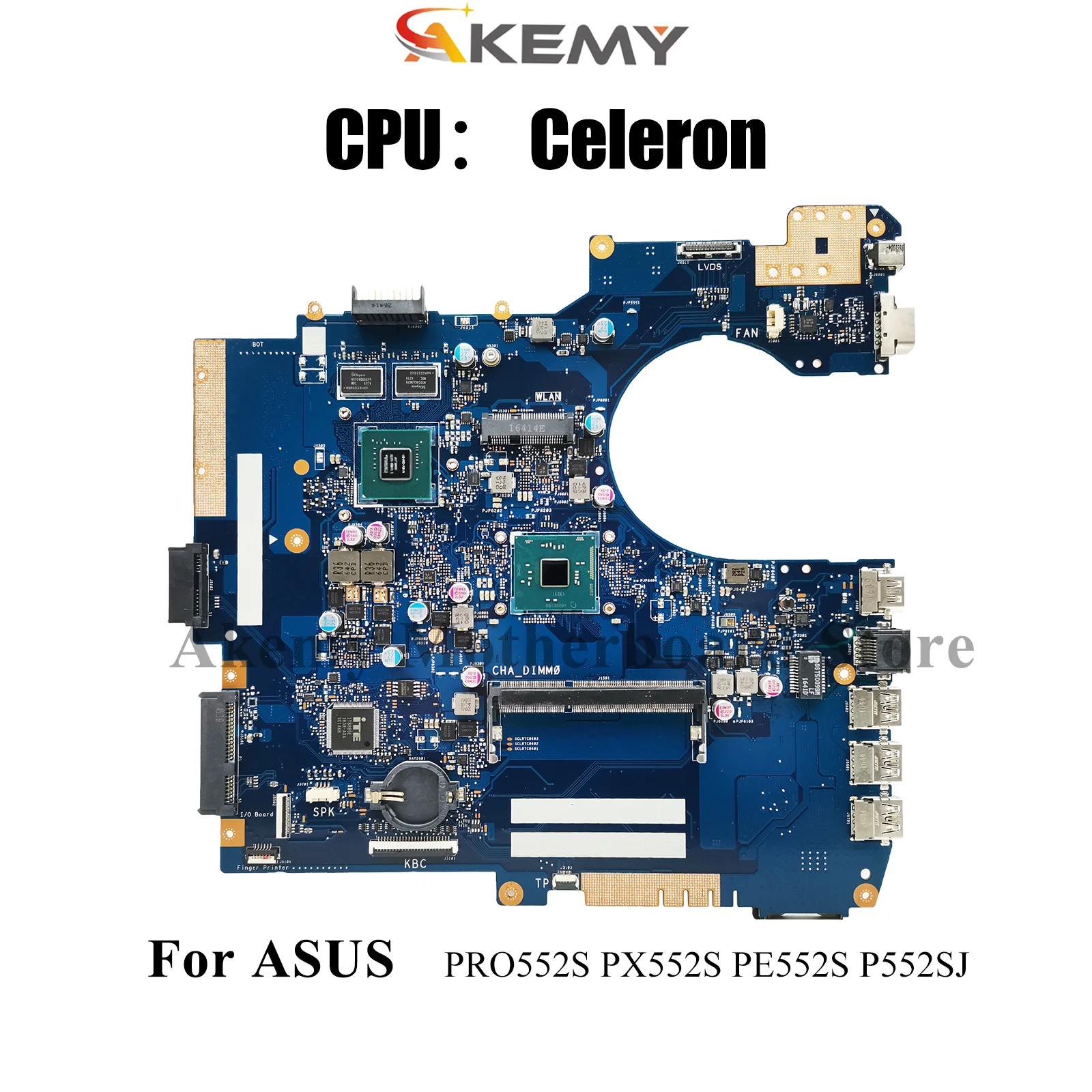 

P552SJ Laptop Motherboard For ASUS ProArt P552S P552SJ PE552S PX552S PRO552S Notebook Mainboard With Celeron CPU 105% tests OK