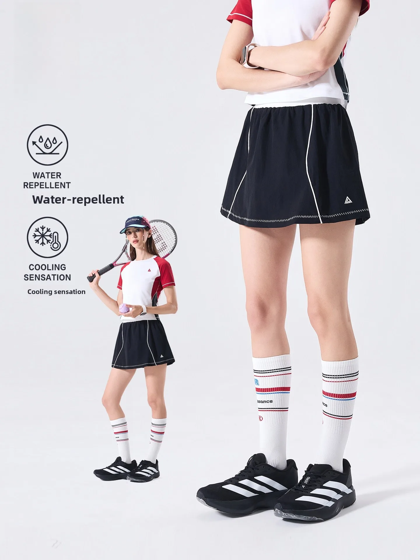 LAZY DAY Outdoor Water-Resistant Cooling Short Skirt Women's Summer Casual Sporty A-Line Skirt High Waist Nylon Fabric