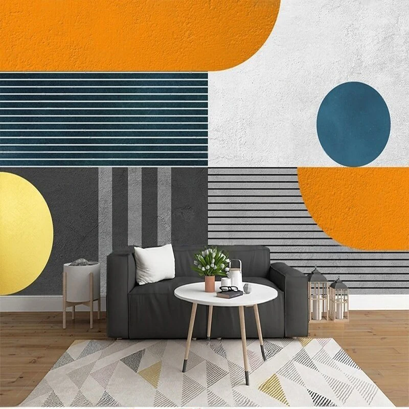 

MU8820 Custom Modern simple abstract geometric spliced pattern three-dimensional TV background wall