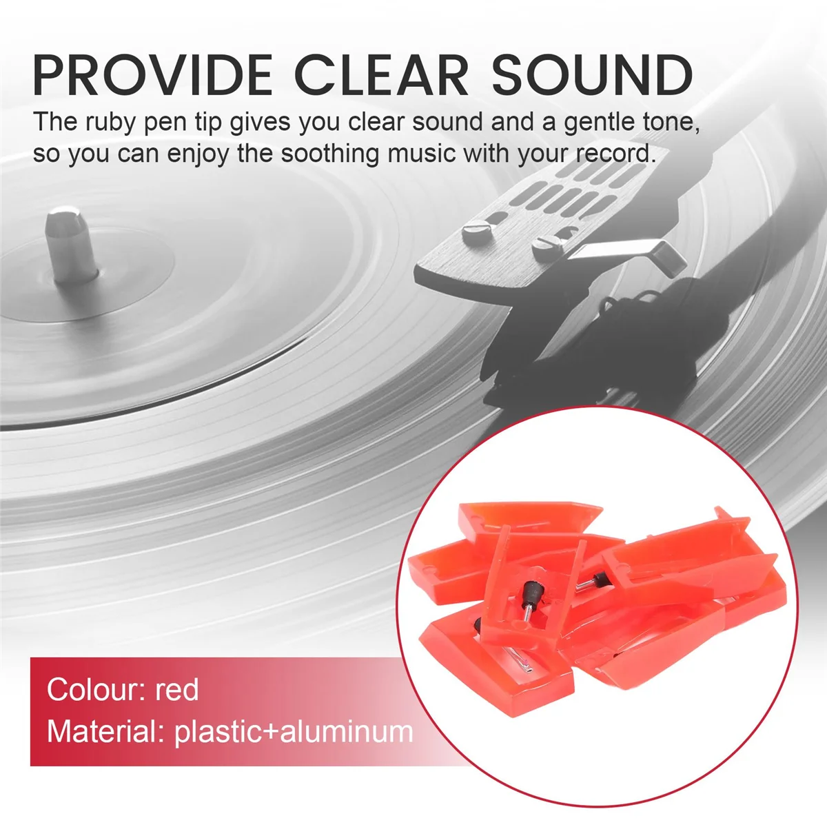 High-end 8 Pcs Record Player Needle Turntable Ruby Replacement Stylus Needles for Vinyl Record Player