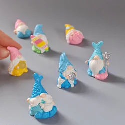 7 PCS 2024 Hot Easter Gnome Elf Ocean / Forest Figurine DIY Home Decor Miniature Fairy Garden Decor Accessories New Year Gift