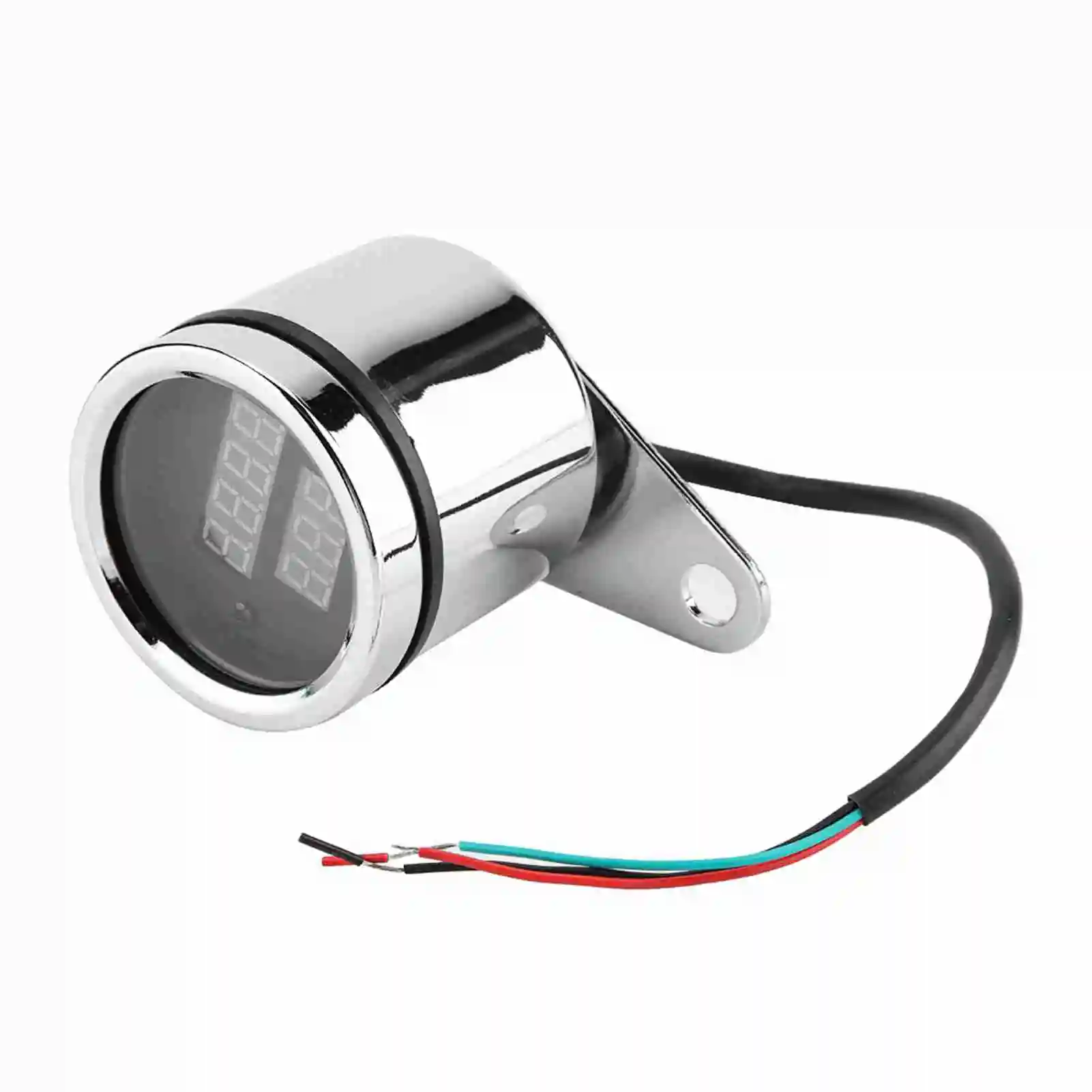 2 in 1 Motorcycle LED Digital Voltmeter Tachometer Gauge Metal Odometer Speedometer