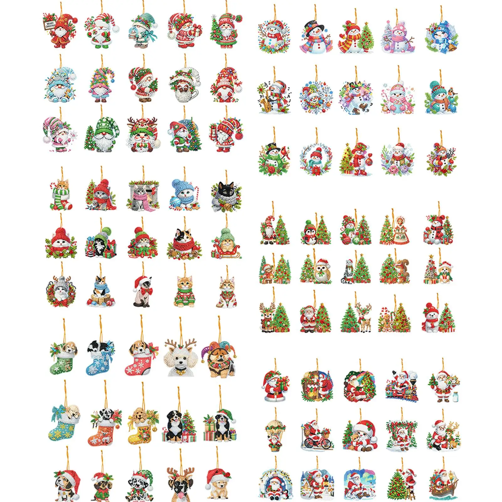 

15pcs Xmas Theme 2D/Flat DIY Rhinestone Diamond Art Window Pendants Double Sided Drill Acrylic Window Hanging Art for Home Decor