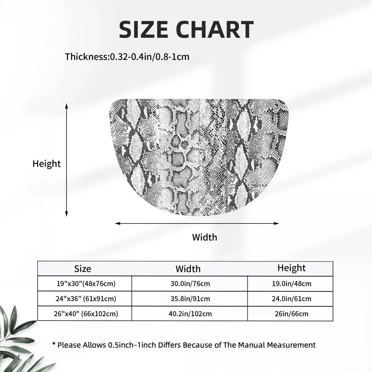 Off White Grey Snake Skin Pattern Soft Flannel Half Round Doormat Non Slip Bathroom Mat Absorbent Floor Carpet for Laundry Room