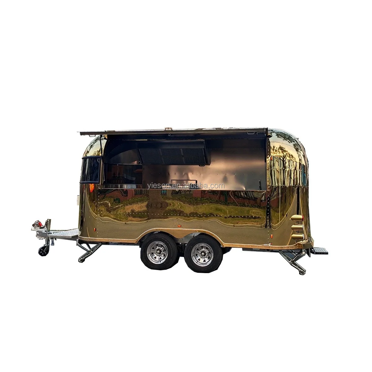Rimorchio per camion per alimenti mobile commerciale Stalla per auto personalizzata Design in acciaio inossidabile ecologico, affari di strada