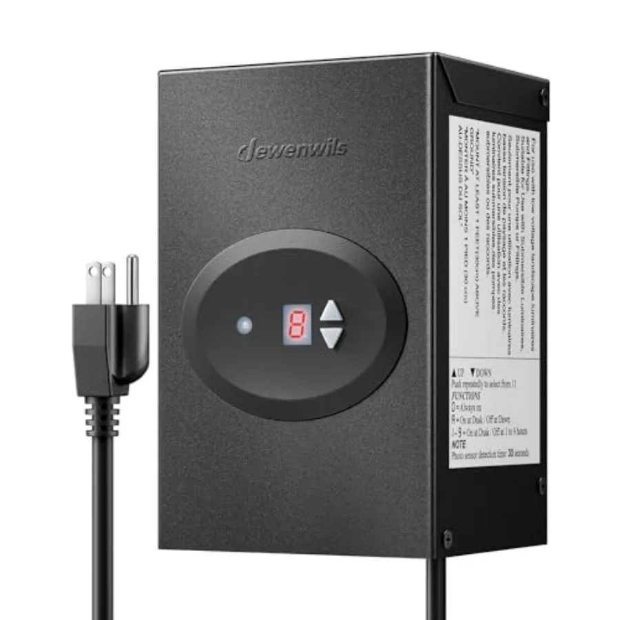 Low Voltage Landscape Transformer Outdoor Transformer with Timer and Photocell Sensor 120V AC to 12V AC Weatherproof for LED Li
