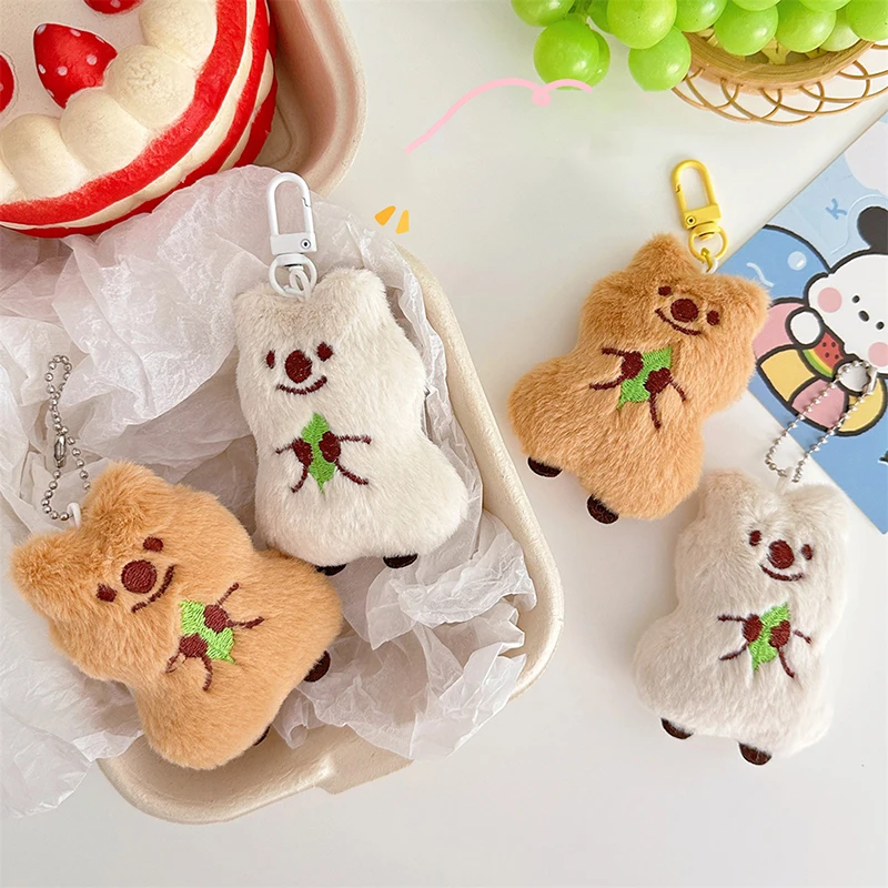 Funny Plush Bear Doll Keychain Hanging Ornaments Hanging Clothing Accessor Trendy Bag Decor Car Keyring Pendant Birthday Gifts