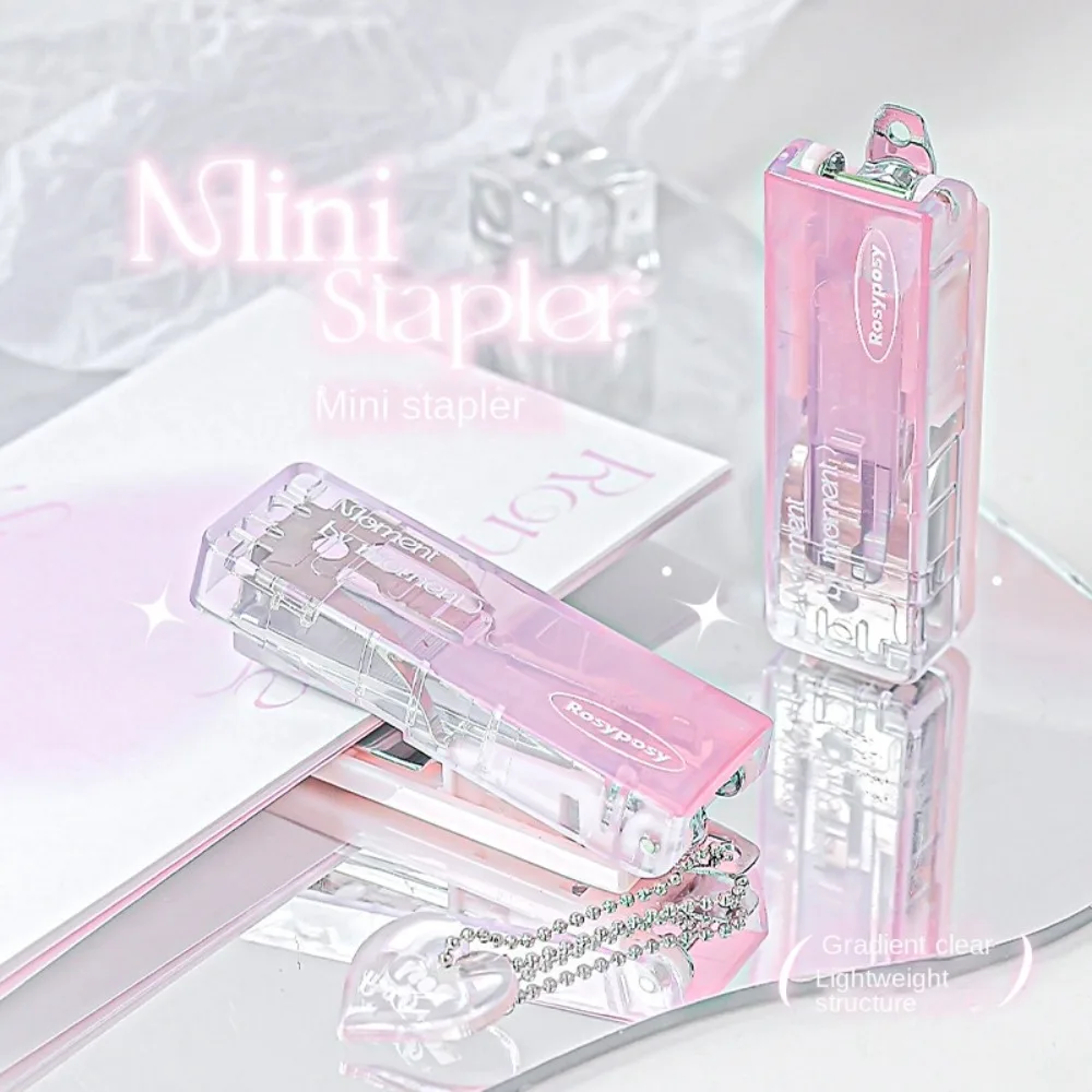 Bookbinding Tool Transparent Mini Stapler Lightweight Clamp Stapler Gradient Stapler Portable Creative Mini Stapler Simplicity