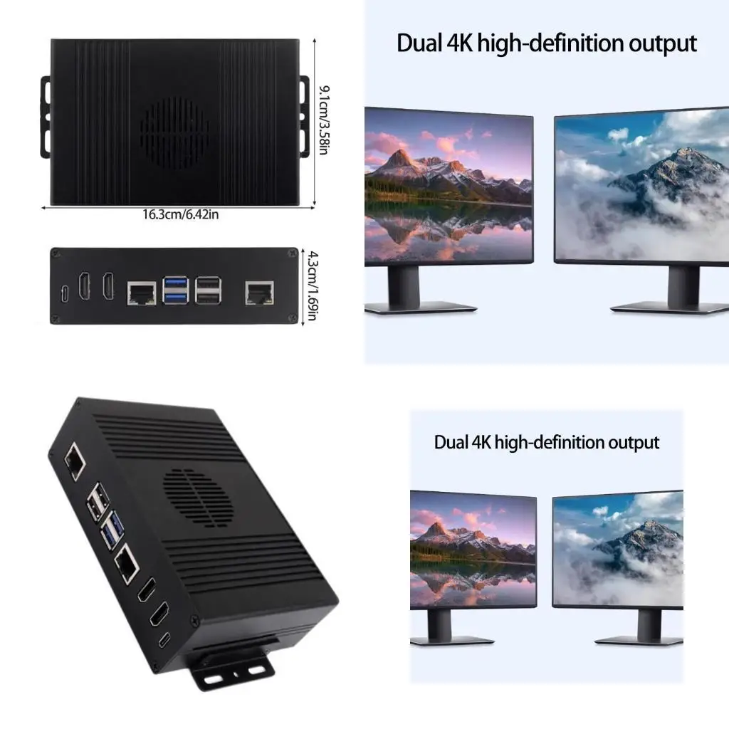 

Metal Enclosure Gigabit Ethernet PCIE Case For RPi 5 PCIe To Gigabit Networking Adapter Enhances Cooling Double Display D2RC