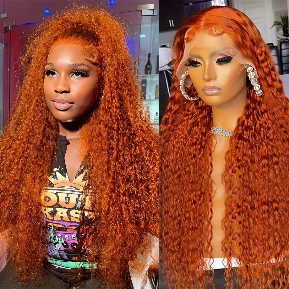 

30 40 Inch Orange Ginger Deep Wave Wig 13x4 13x6 HD Transparent Lace Frontal Human Hair Lace Front Wigs Curly For Women