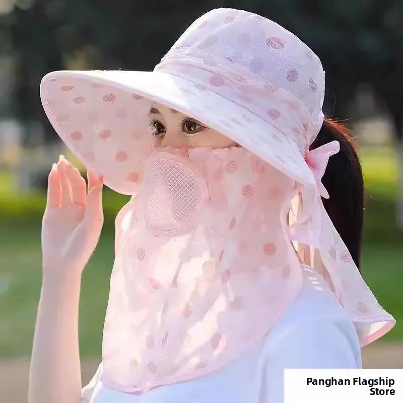 Faionable Large Brim Sun Protection Hat with Face Cover Tea Piing Ne Guard UV Protection Spring 2026 New Sle Men's Hat