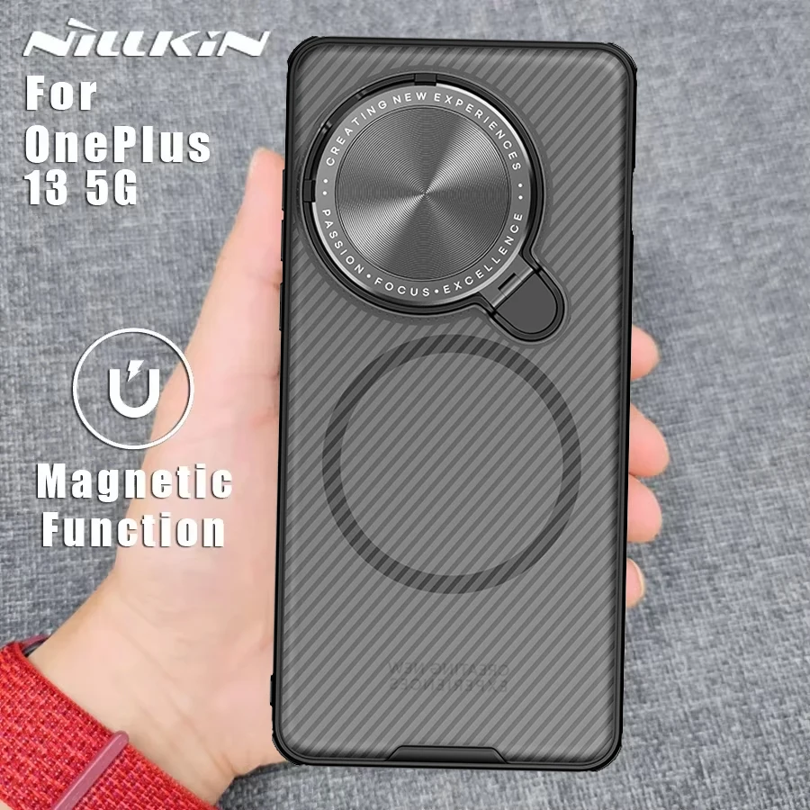 

Nillkin for OnePlus 13 5G case Magnetic Adapt Magsafe Lens 360 full Camera Protection stand soft frame matte Back cover