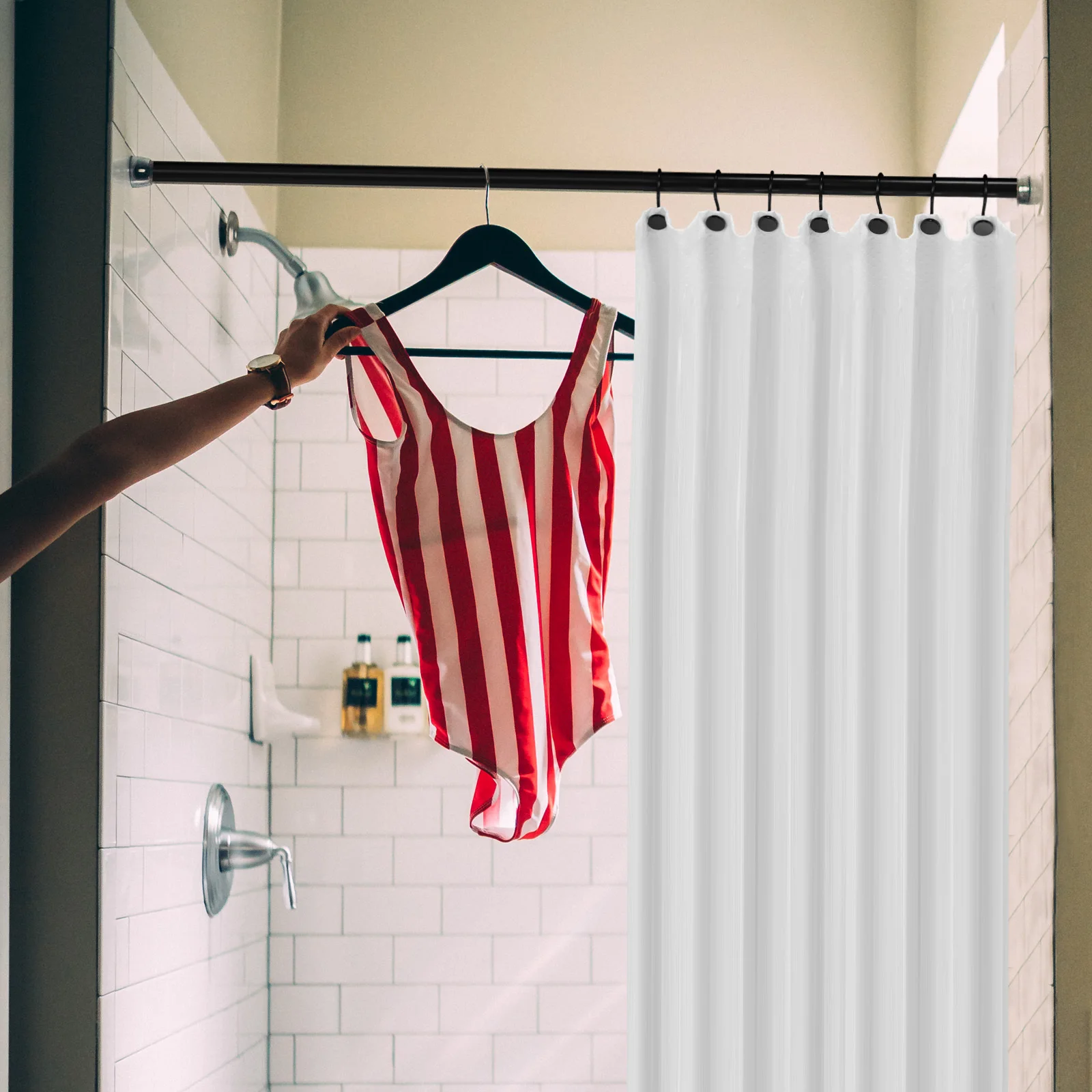 

12Pcs Metal Curtain Hooks Black Hanging Hooks for Shower Curtains Heavy Duty Smooth Glide Strong Curtain Holders