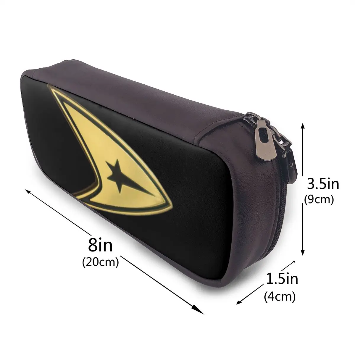 Star Treks Science Fiction TV Series Leather Pencil Cases Pencil Pouch Storage Large Storage Pen Box Pencil Bag for Students