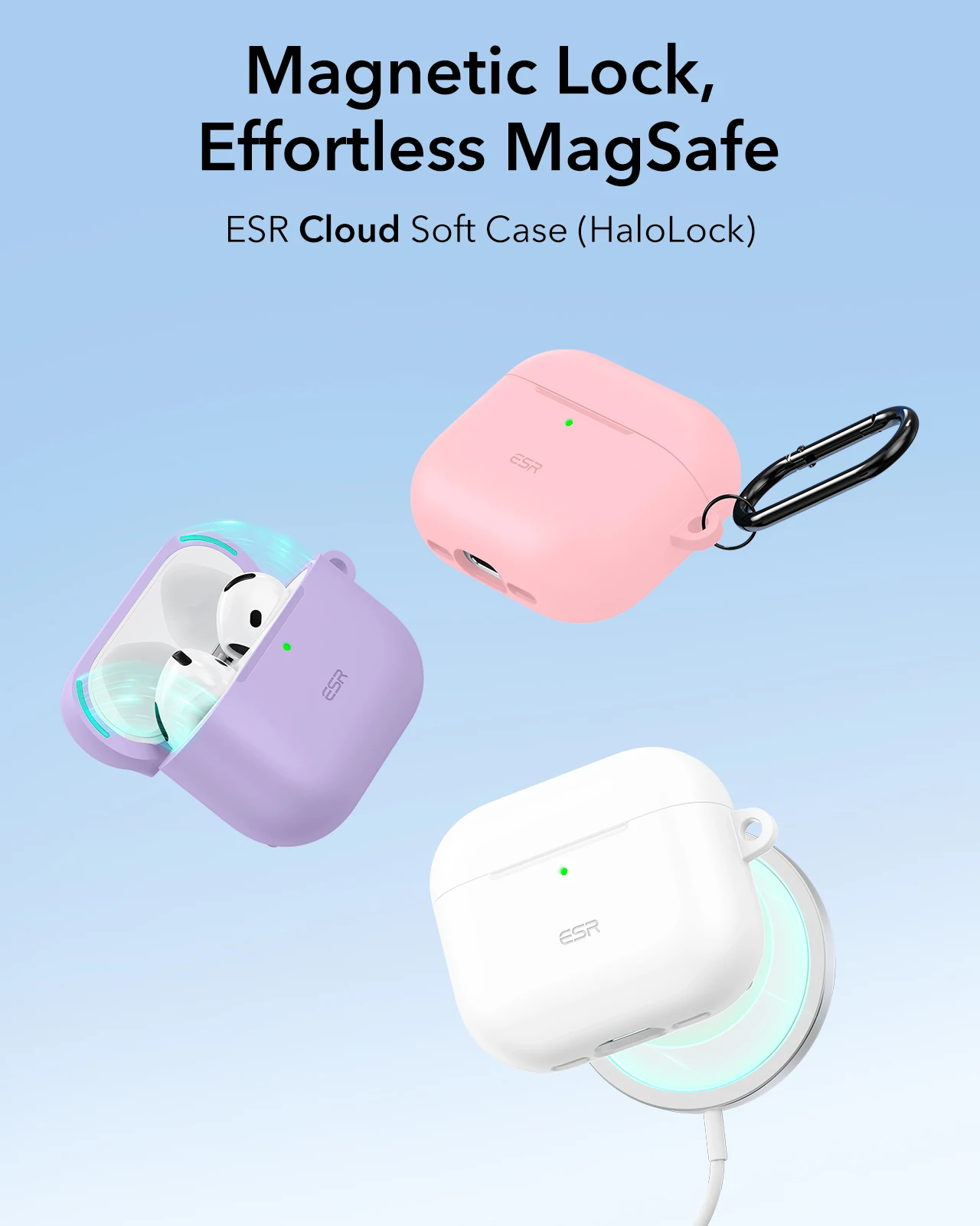 ESR for AirPods 4th Generation (2024) Case HaloLock with MagSafe Earphone Protection Cover for AirPods Pro 2nd/1st Gen(2023）