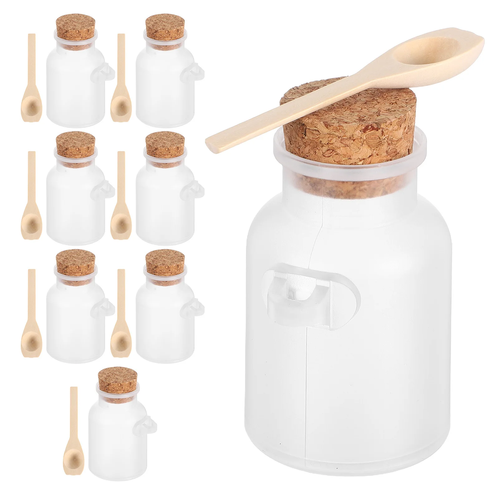 

8pcs Frosted Bath Salt Bottle 100Ml Portable Powder Jar Transparent Plastic Corked Container For Mask Powder Cosmetics Shampoo