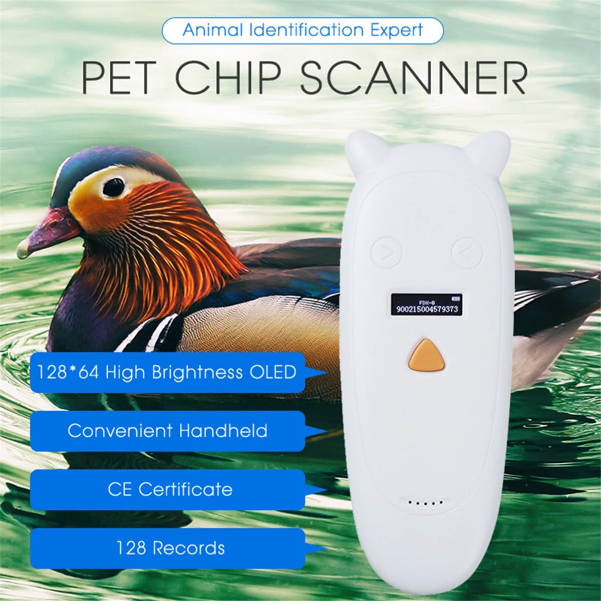

SVFE-g134,2 кГц RFID-считыватель для животных 125 кГц считыватель идентификаторов домашних животных перезаряжаемый сканер чипов для животных FDX-B стеклянная бирка с чипом