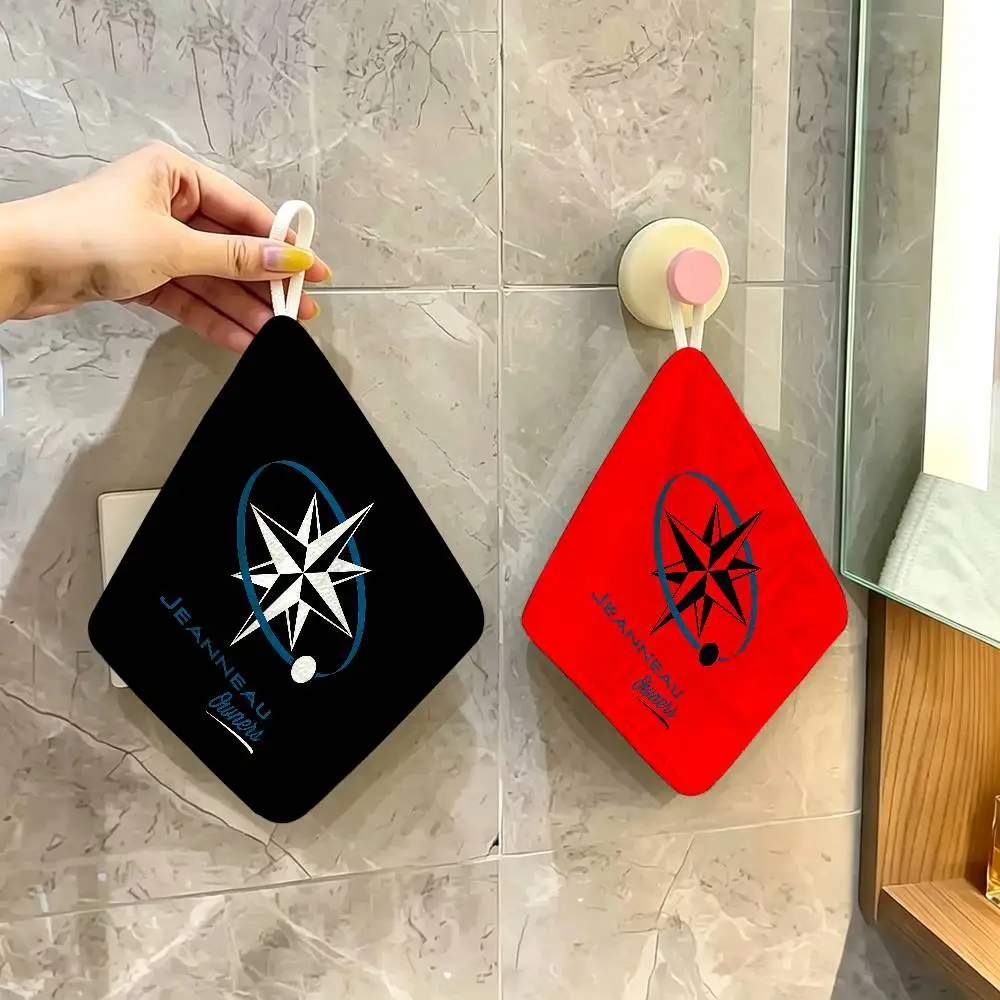 J-JEANNEAU logo Household Hanging Towel, Polyester Cotton Hand Wiping Towel, Sturdy for Bathroom Bedroom