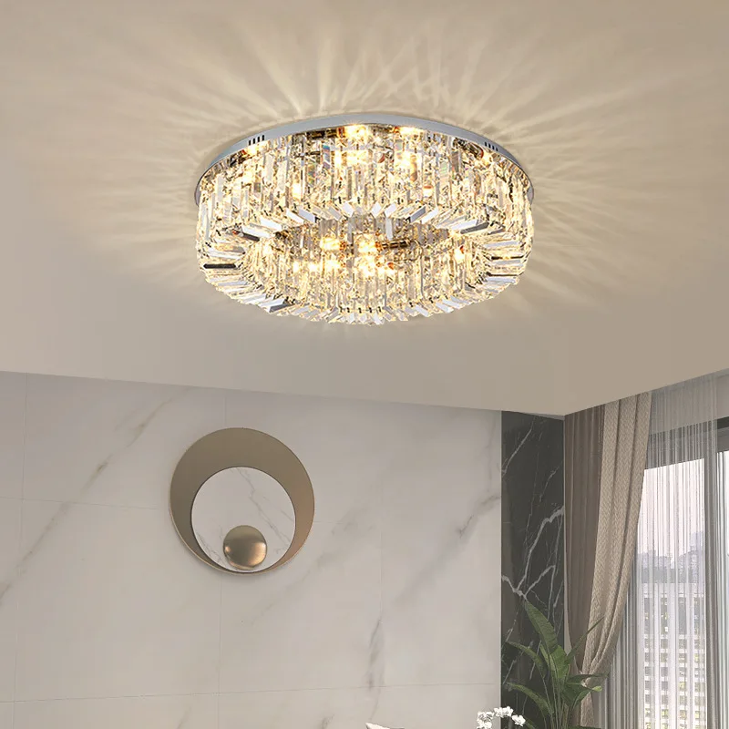 Modern LED ouro cristal lâmpada do teto, teto lustre, decoração, sala de estar, sala de jantar, quarto, 2024