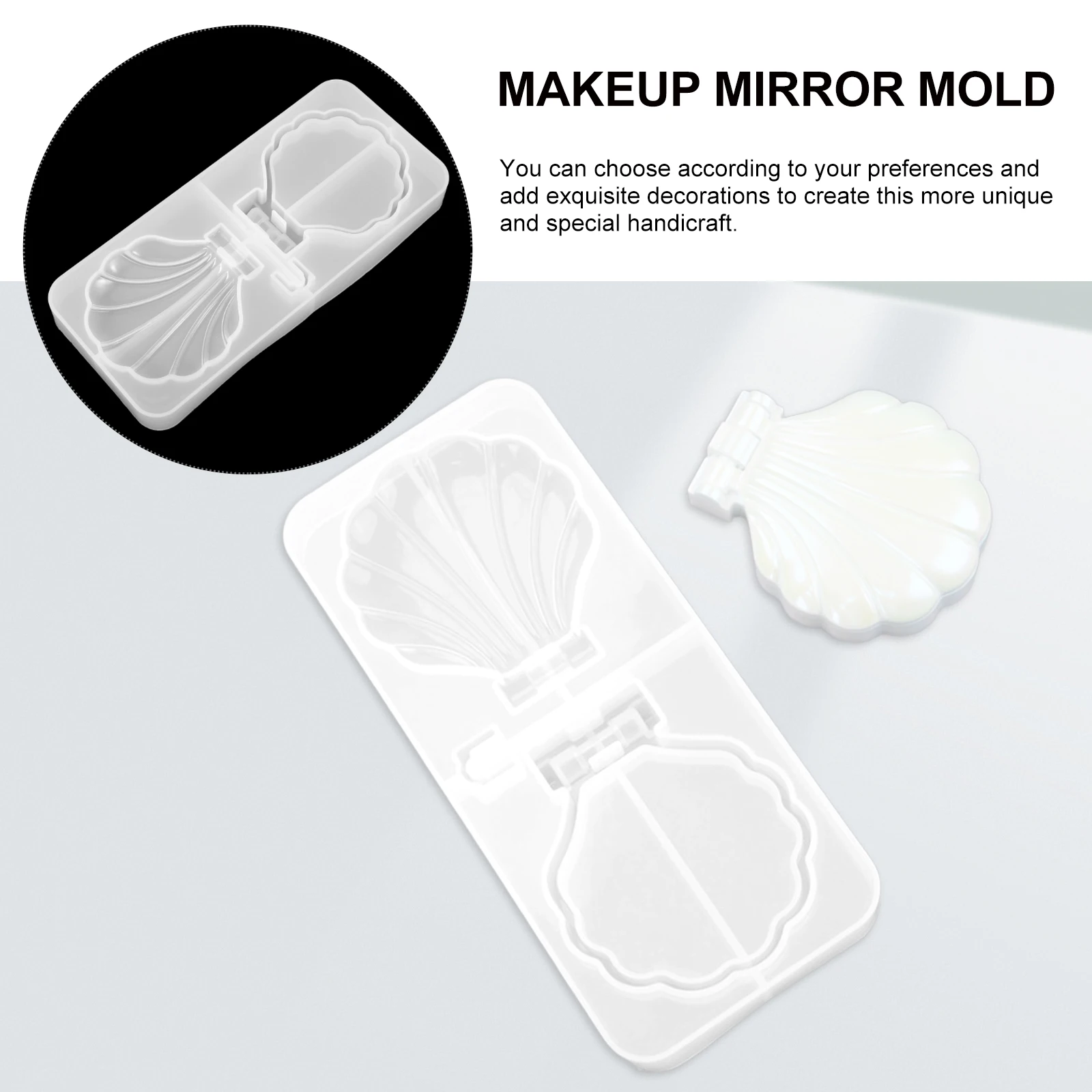 

1 set Shell Mirror Silicone Mold DIY Crystal Casting Molds Craft Tools Resin Makeup Mirror Diy Mold Decor Reusable Practical