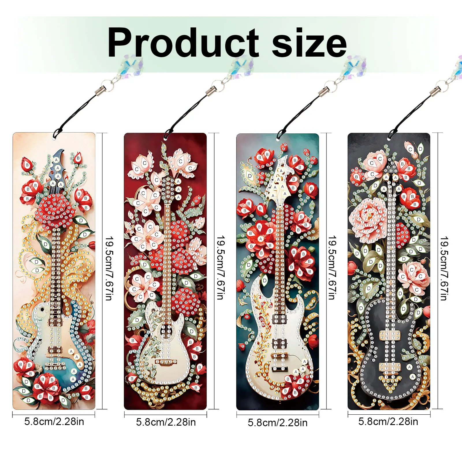 4pcs Diamond Art Painting Bookmarks Kits for Adults,Animals DIY Bling Crystal Pendant Bookmark for Home Office Diamond Art Gifts