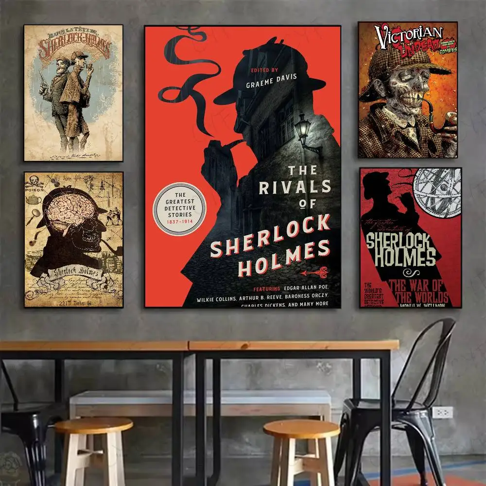 ملصق المحقق S-Sherlock H-Holmes 	   لوحة فنية جدارية عالية الجودة للمنزل والمكتب وغرفة النوم وغرفة المعيشة وبار المدخل هدية مثالية