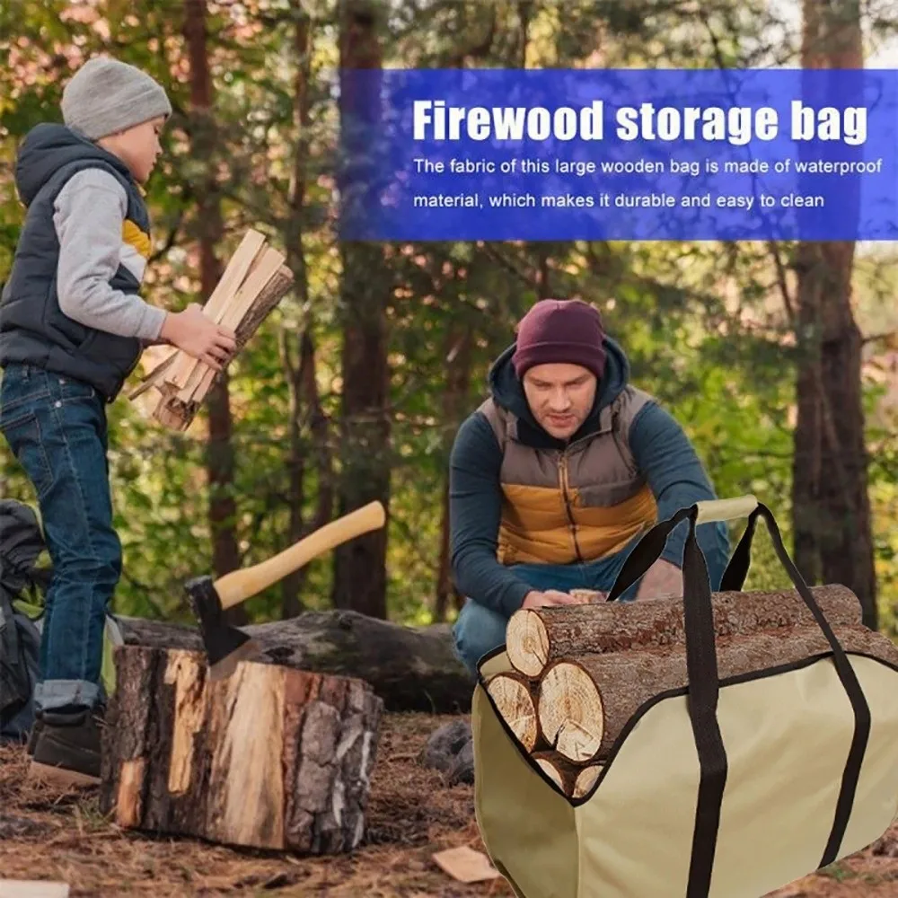 

Heavy-Duty Firewood Carrier Bag Large Capacity Oxford Cloth Log Carrier Tote Bag with Sturdy Handles Scratch-resistant