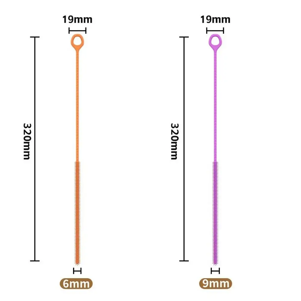 Reusable 32cm Extended Version Silicone Straw Brush Bendable Silicone Extra Long Brush 6mm 8mm Thick Bottle Brush for Pacifier