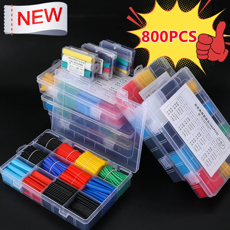 

New 127-800pcs Heat Shrink Tube Thermoresistant Heat-shrink Tubing Wrapping Electrical Connection Wire Cable Insulation Sleeving