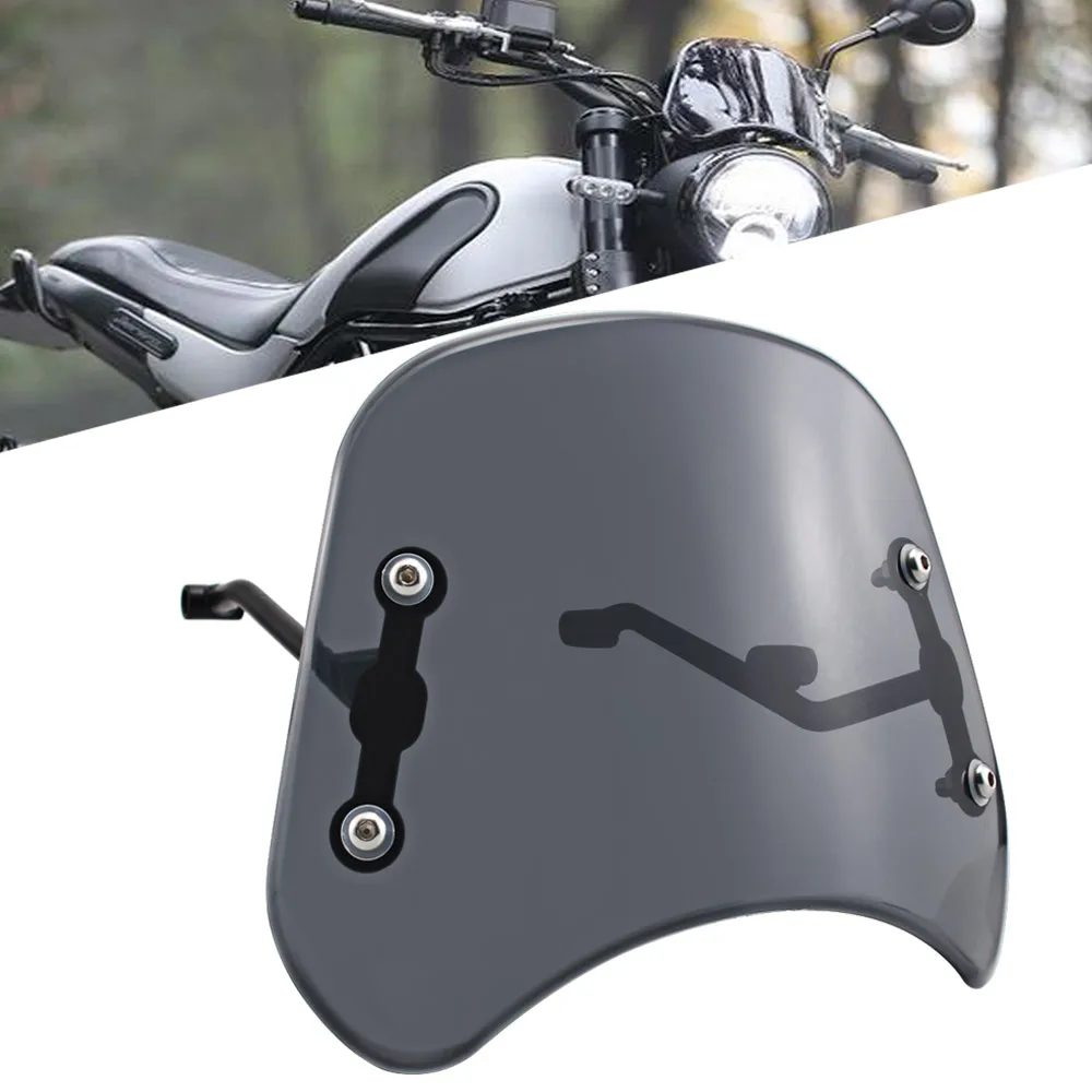 

Motorcycle Windshield Fairing Retro Front Windscreen Shroud Wind Deflector Smoked For Benelli Leoncino 250 500 Trail Accessories