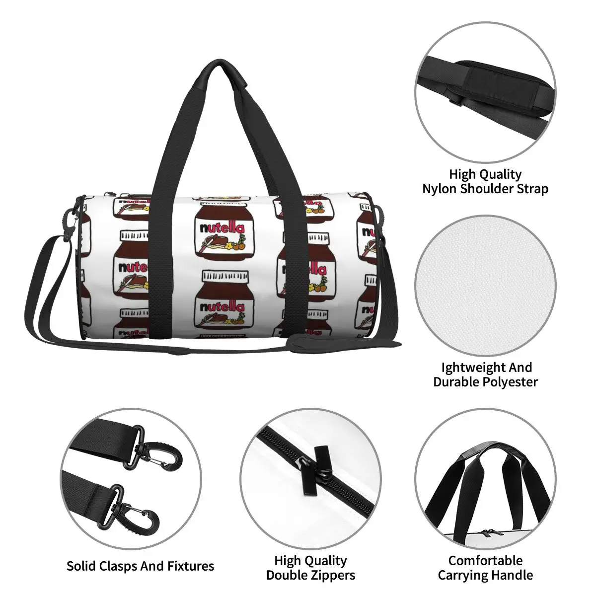 Nutella Large Duffle Gym Bag Multi-Functional Duffle Travel Bags Handbags Fitness bag