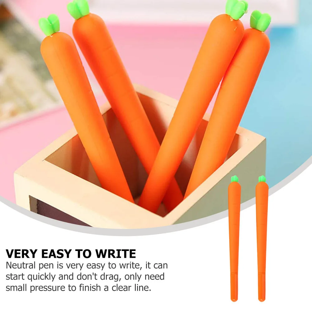 

2 шт., гелевая чернильная ручка, морковный дизайн, силиконовый ролик, шариковая ручка, гладкая нейтральная ручка для письма, многоразовая студенческая ручка для рисования, офис