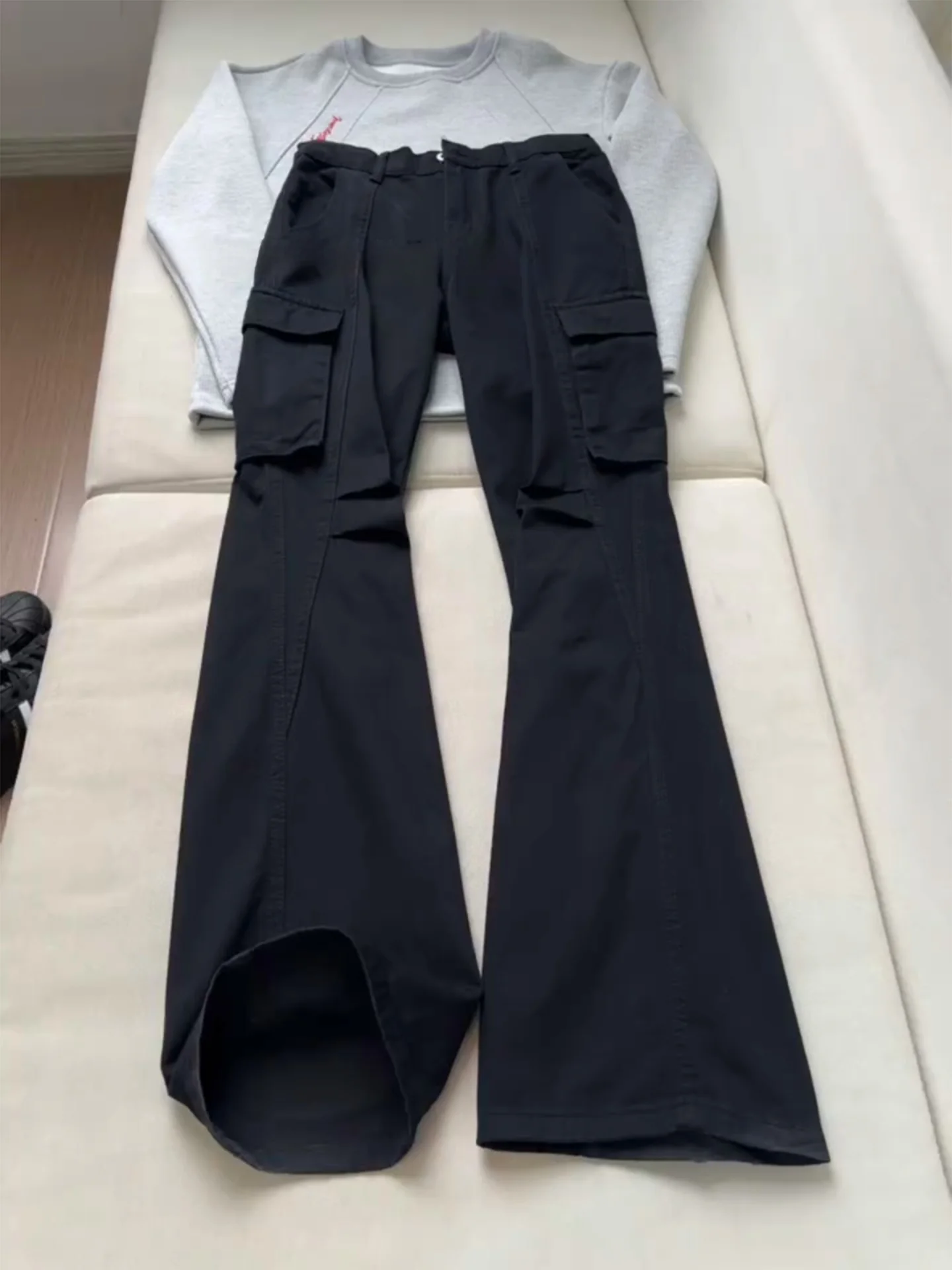 

Мужские брюки-карго Cleanfit с флисовой подкладкой, с множеством карманов, с высокой талией, в уличном стиле, осенне-зимние, повседневные, широкие джинсы