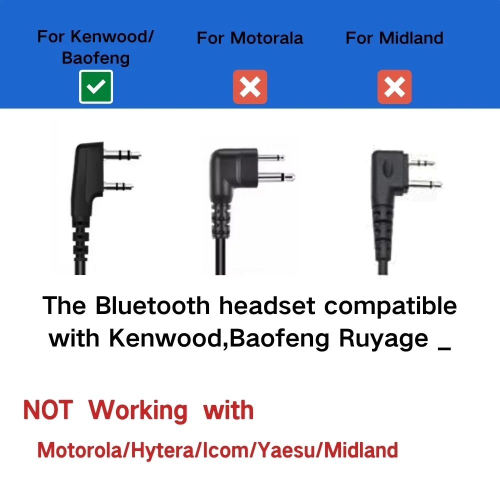 Ruyage-Walkie Talkie Bluetooth Headset, Bluetooth Earpiece with Noise Cancelling Mic, Compatible BaoFeng, Kenwood, Quansheng